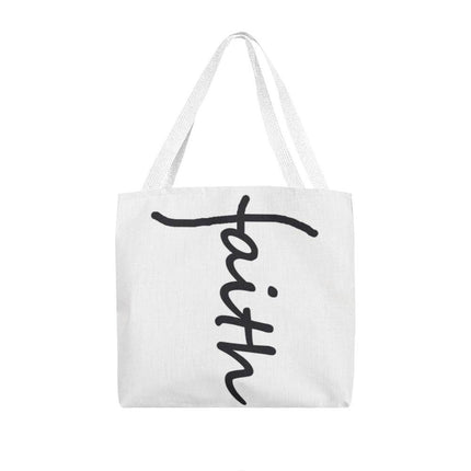 Faith Tote Bag | White Christian Tote for Church, Bible Study & Errands