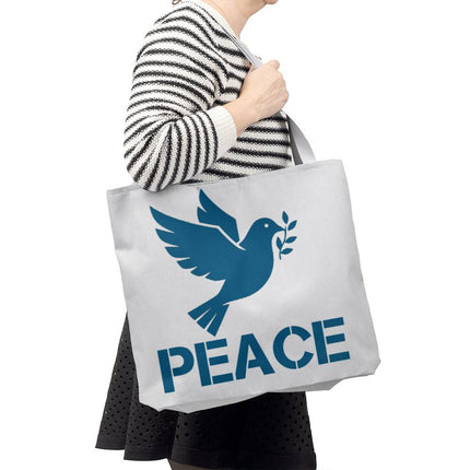 Peace Dove Classic Tote Bag | White & Blue | Christian Everyday Tote