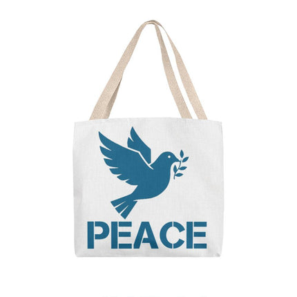 Peace Dove Classic Tote Bag | White & Blue | Christian Everyday Tote