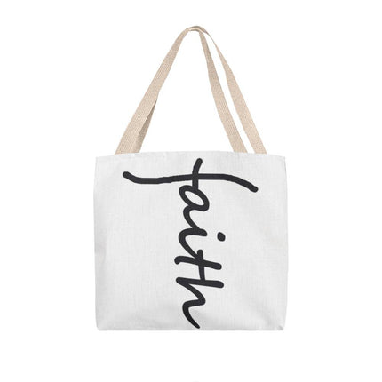 Faith Tote Bag | White Christian Tote for Church, Bible Study & Errands