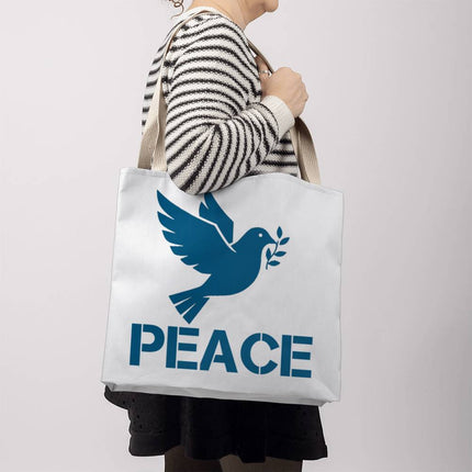 Peace Dove Classic Tote Bag | White & Blue | Christian Everyday Tote