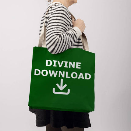 Divine Download Classic Tote Bag | Green | Christian Everyday Tote