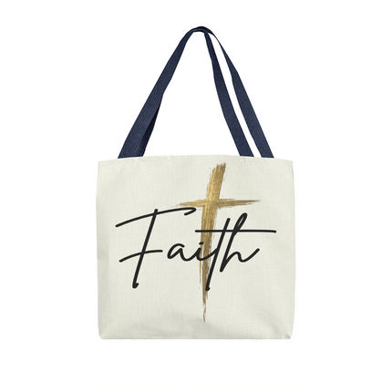 Faith Cross Gold Christian Tote Bag | Classic Everyday Carryall