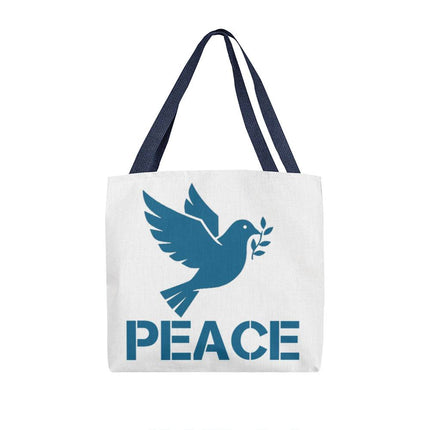 Peace Dove Classic Tote Bag | White & Blue | Christian Everyday Tote