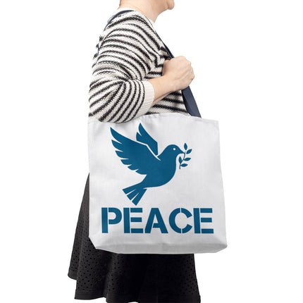 Peace Dove Classic Tote Bag | White & Blue | Christian Everyday Tote