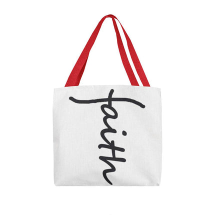 Faith Tote Bag | White Christian Tote for Church, Bible Study & Errands