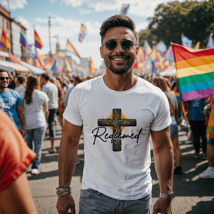 Christian T-Shirt for Men | Redeemed Cross Faith Tee (Unisex)