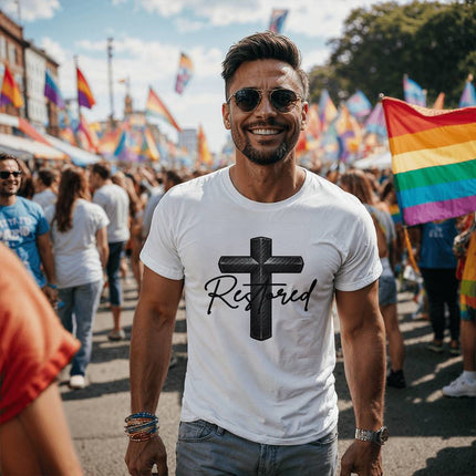 Christian T-Shirt for Men | Restored Cross Faith Tee (Unisex)