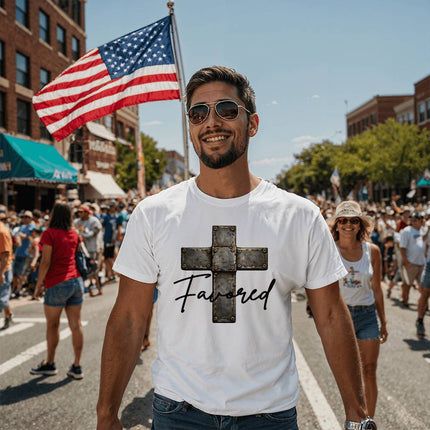 Christian T-Shirt for Men | Favored Cross Faith Tee (Unisex)