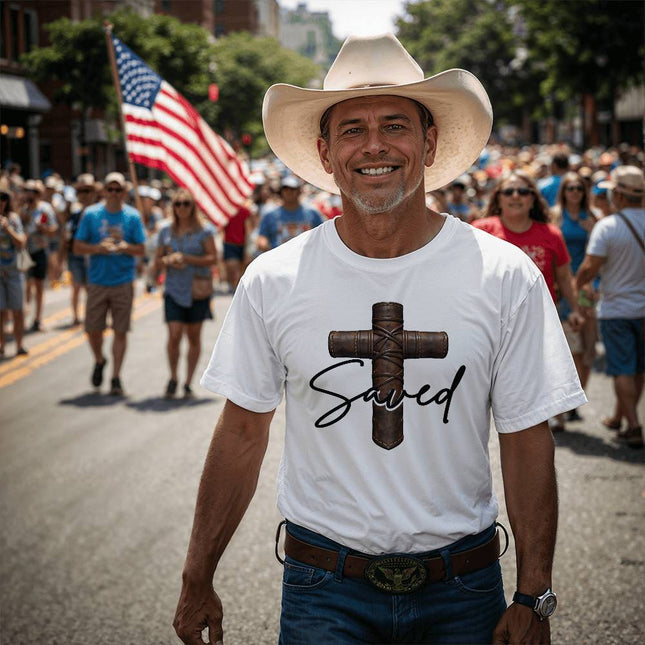 Christian T-Shirt for Men | Saved Cross Faith Tee (Unisex)