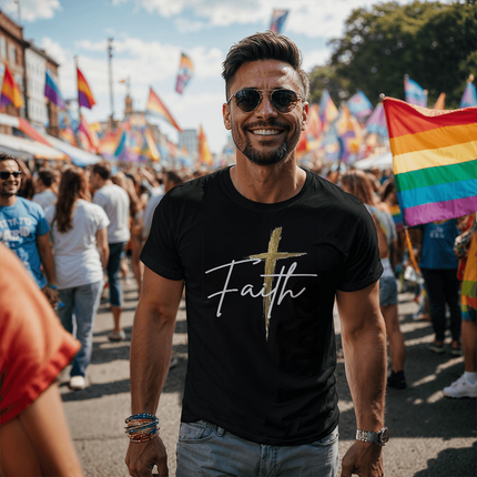 Faith Cross Gold Christian T-Shirt | Unisex Jersey Tee