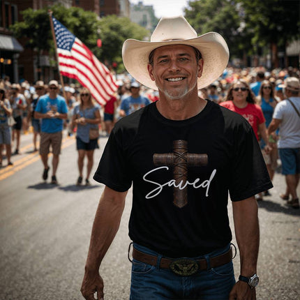 Saved Cross T-Shirt – Christian Gift for Men