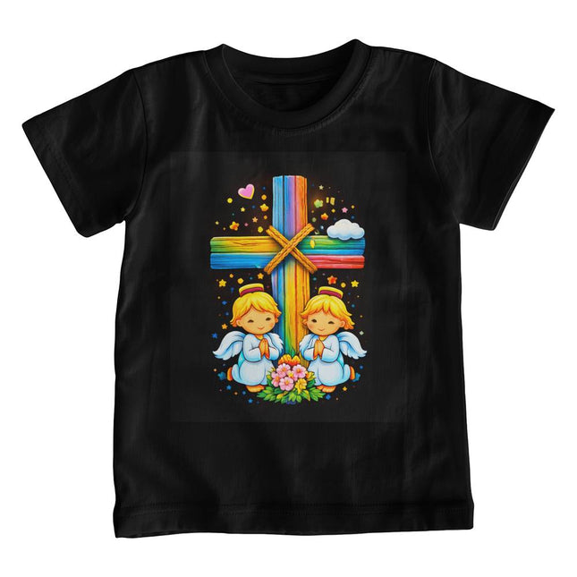 Jesus & Lambs Rainbow Cross Youth T-Shirt – Christian Gift for Kids