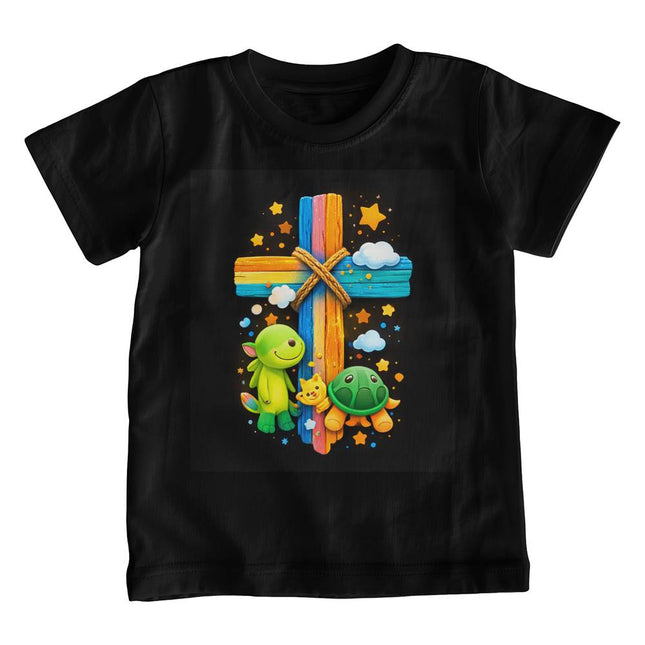 Jesus & Lambs Rainbow Cross Youth T-Shirt – Christian Gift for Kids