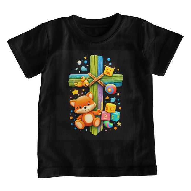 Jesus & Lambs Rainbow Cross Youth T-Shirt – Christian Gift for Kids
