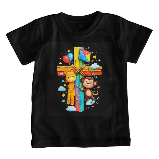 Jesus & Lambs Rainbow Cross Youth T-Shirt – Christian Gift for Kids