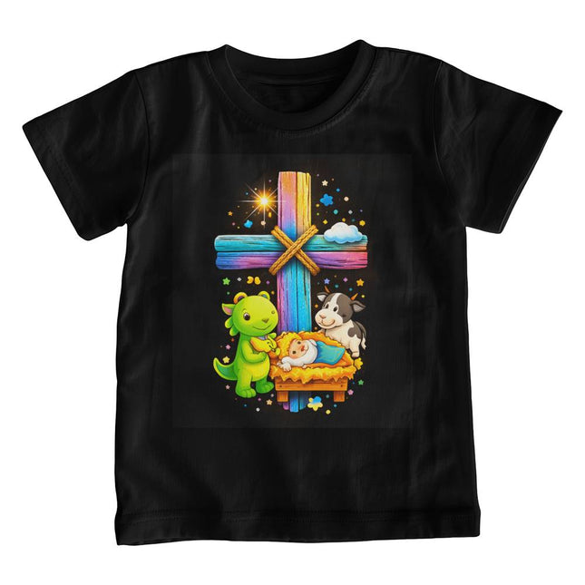 Jesus & Lambs Rainbow Cross Youth T-Shirt – Christian Gift for Kids