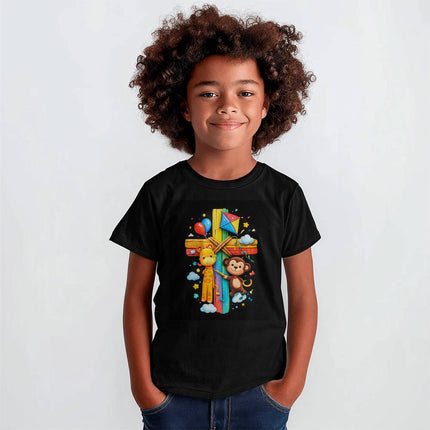 Jesus & Lambs Rainbow Cross Youth T-Shirt – Christian Gift for Kids