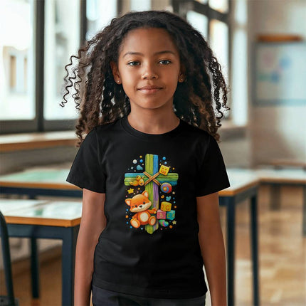 Jesus & Lambs Rainbow Cross Youth T-Shirt – Christian Gift for Kids