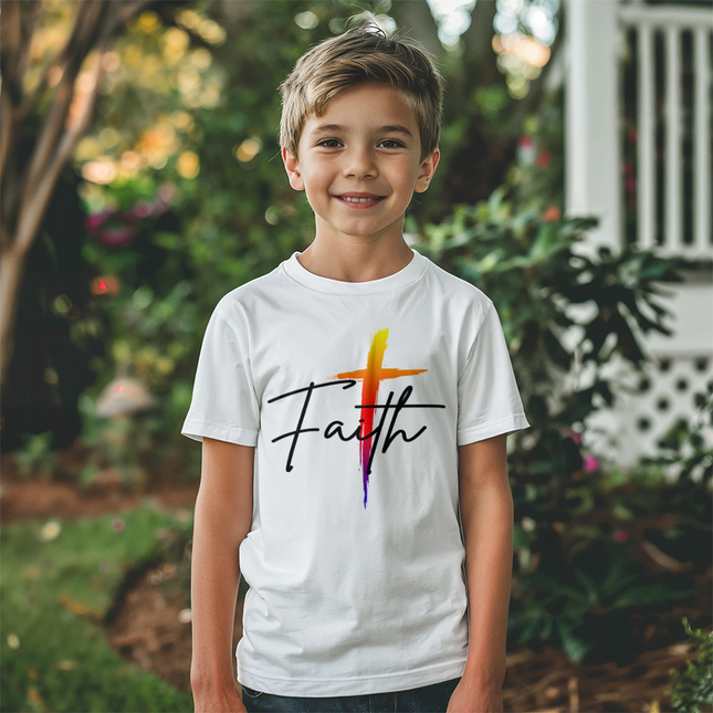 Faith Cross Youth T-Shirt | Christian Kids Tee (Unisex)