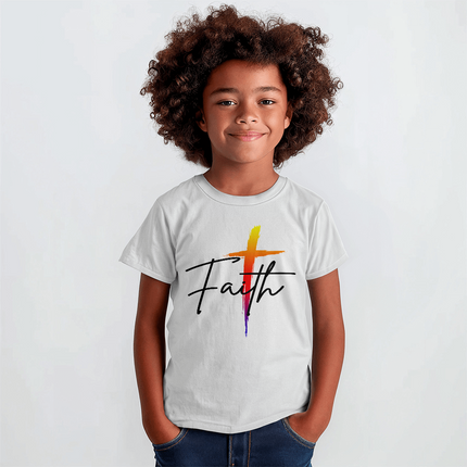 Faith Cross Youth T-Shirt | Christian Kids Tee (Unisex)