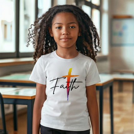 Faith Cross Youth T-Shirt | Christian Kids Tee (Unisex)
