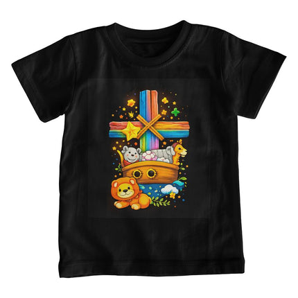 Jesus & Lambs Rainbow Cross Youth T-Shirt – Christian Gift for Kids