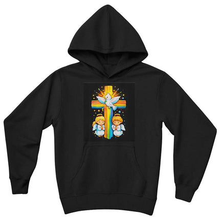 Dove & Angels Rainbow Cross Youth Hoodie – Christian Gift for Kids