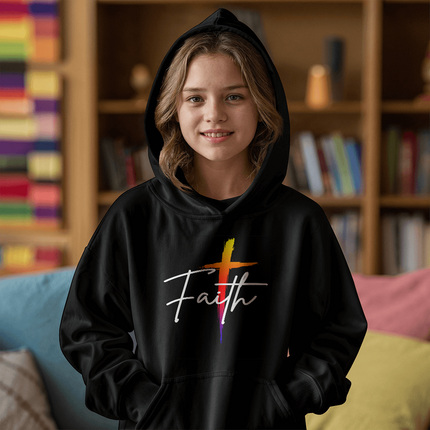 Faith Cross Youth Hoodie | Christian Pullover Hoodie Unisex