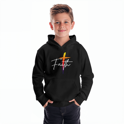 Faith Cross Youth Hoodie | Christian Pullover Hoodie Unisex