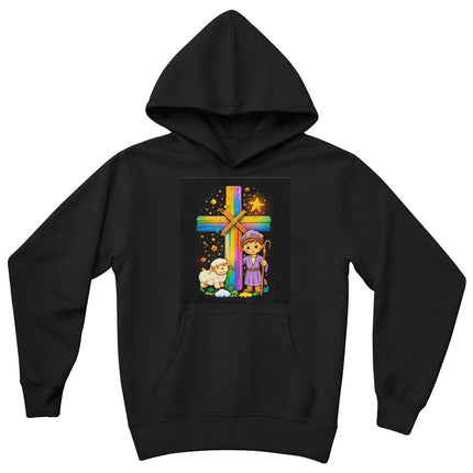 Little Shepherd & Lamb Rainbow Cross Youth Hoodie – Christian Gift for Kids