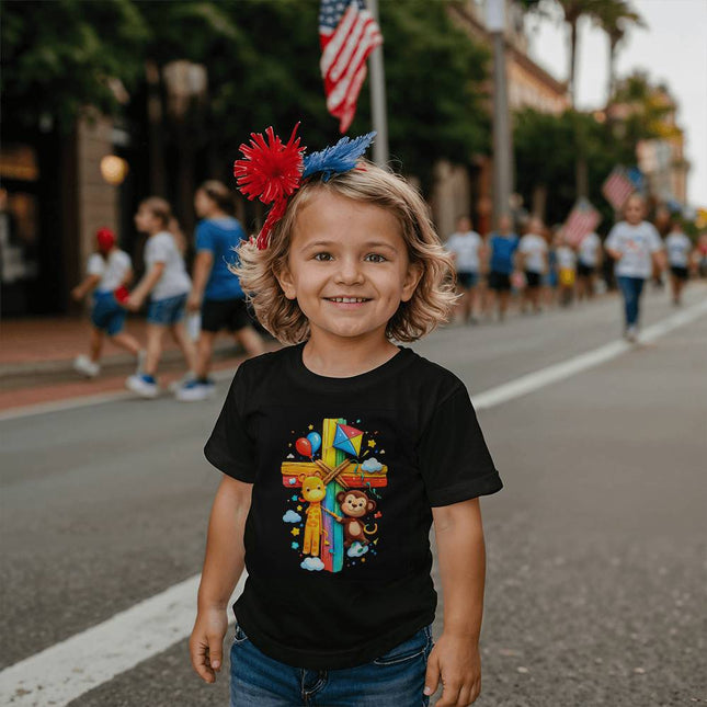 Lion & Monkey Rainbow Cross Toddler T-Shirt – Christian Gift for Kids