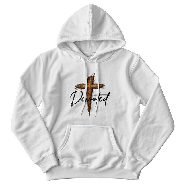 Christian Hoodie for Men | Devoted Wooden Cross Faith Hoodie (Unisex)