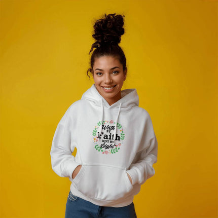 Walk by Faith Not by Sight Floral Hoodie | White | Christian Hoodie