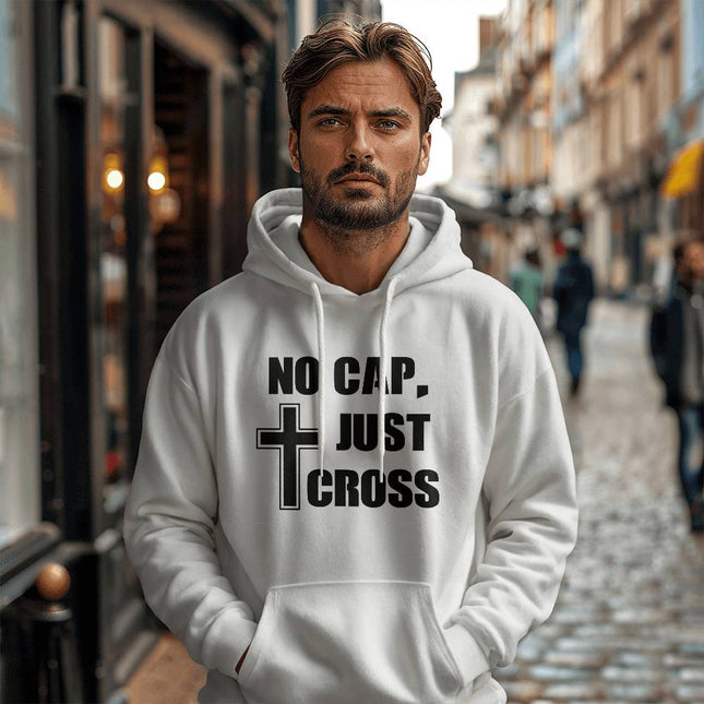 No Cap Just Cross Hoodie | White | Christian Hoodie