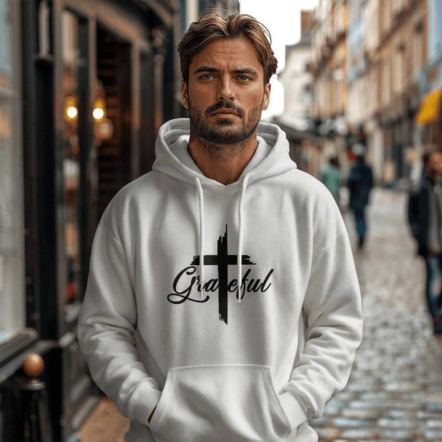 Grateful Cross Hoodie | White | Christian Hoodie