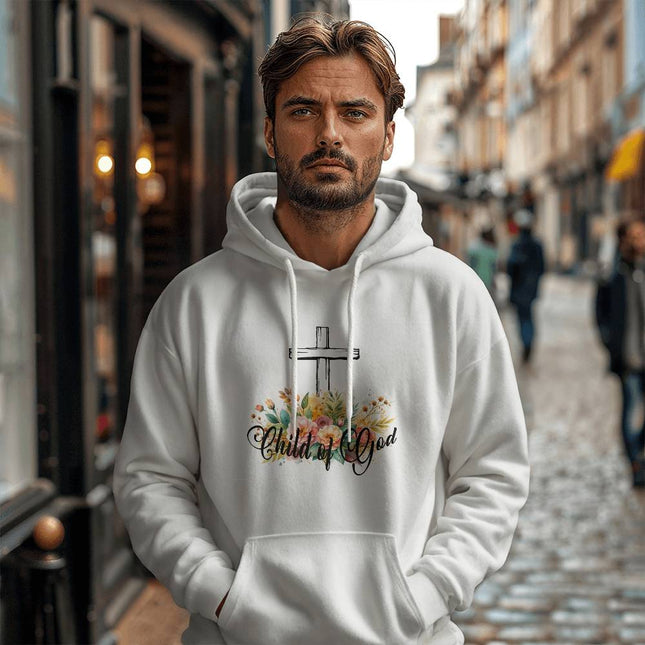 Child of God Floral Cross Hoodie | White | Christian Hoodie