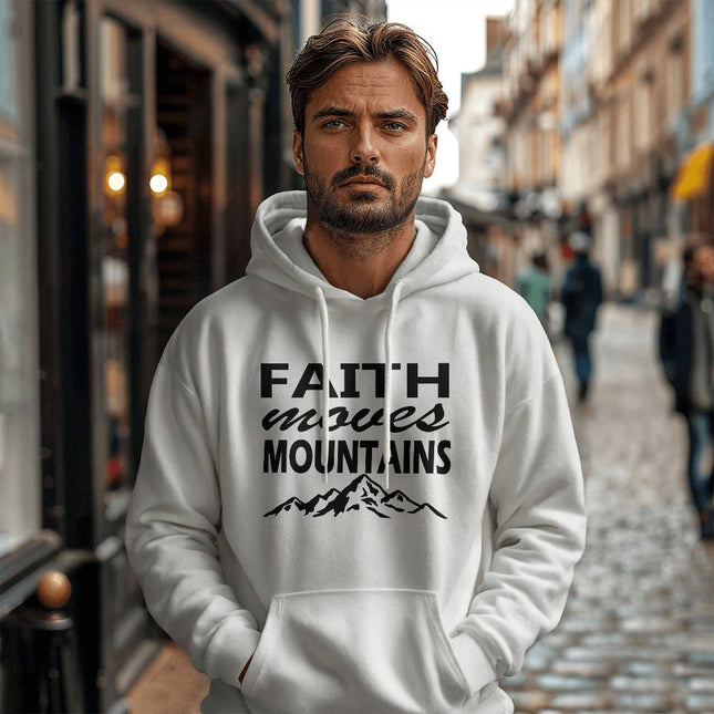 Faith Moves Mountains Hoodie | White | Christian Hoodie