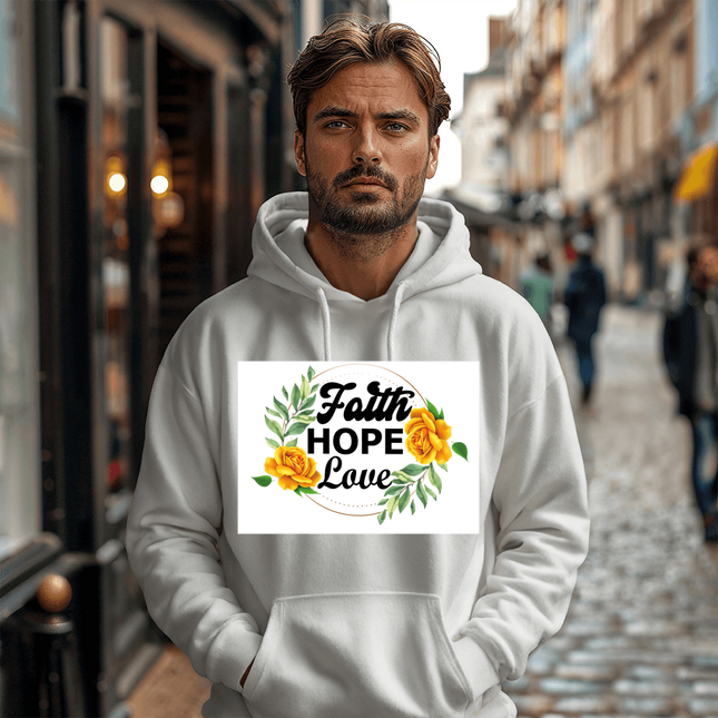Faith Hope Love Floral Hoodie | White | Christian Hoodie