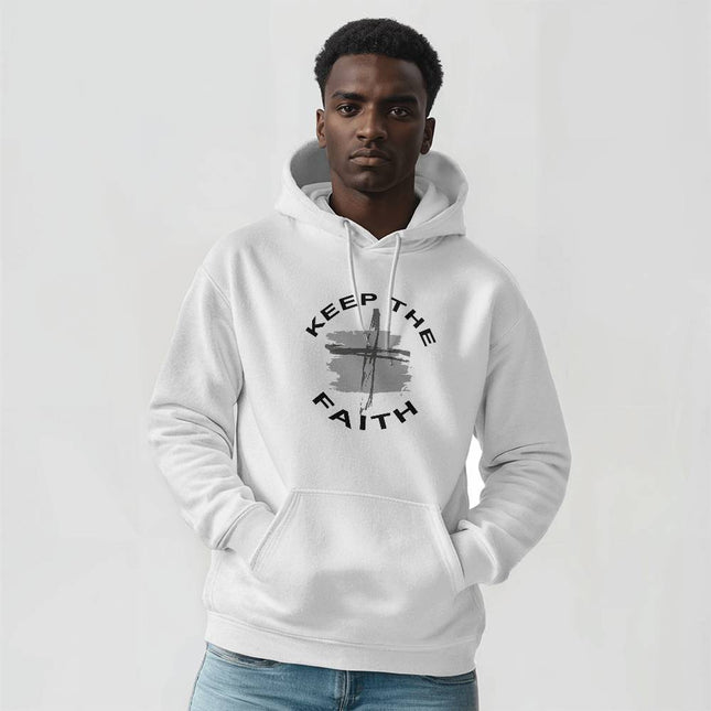 Keep the Faith Cross Hoodie | White | Christian Hoodie