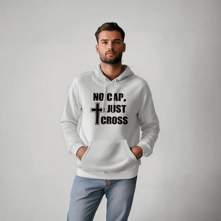 No Cap Just Cross Hoodie | White | Christian Hoodie
