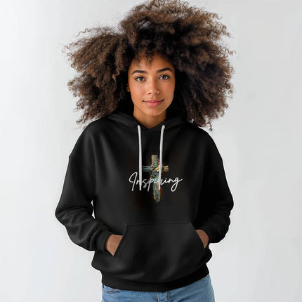 Inspiring Heart Cross Unisex Hooded Sweatshirt – Christian Gift for Women
