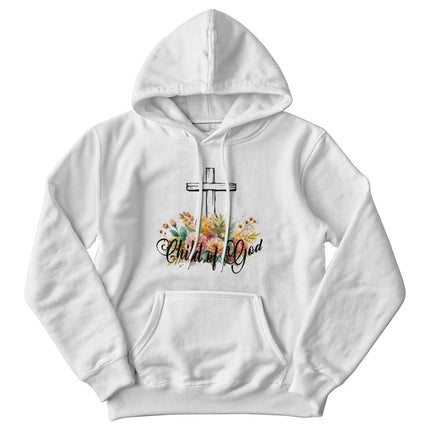 Child of God Floral Cross Hoodie | White | Christian Hoodie