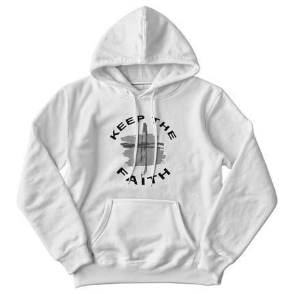 Keep the Faith Cross Hoodie | White | Christian Hoodie