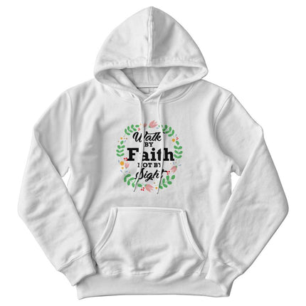 Walk by Faith Not by Sight Floral Hoodie | White | Christian Hoodie