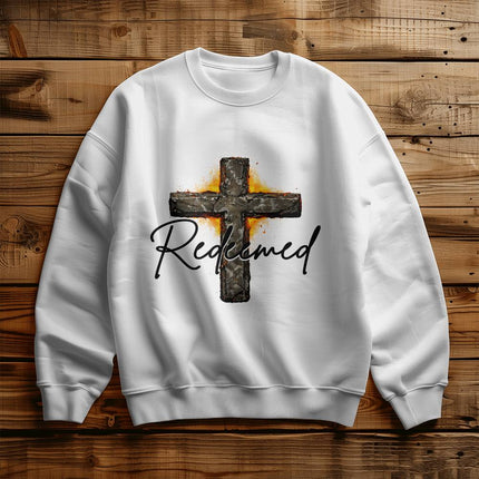 Christian Crewneck Sweatshirt | Redeemed Cross Faith Sweatshirt (Unisex)