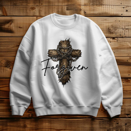Christian Crewneck Sweatshirt | Forgiven Cross Faith Sweatshirt (Unisex)