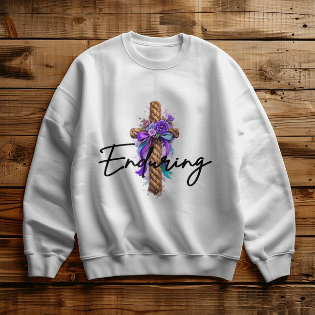 Enduring Floral Cross Crewneck Sweatshirt – Christian Gift for Women