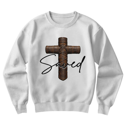 Christian Crewneck Sweatshirt | Saved Cross Faith Sweatshirt (Unisex)