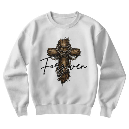Christian Crewneck Sweatshirt | Forgiven Cross Faith Sweatshirt (Unisex)